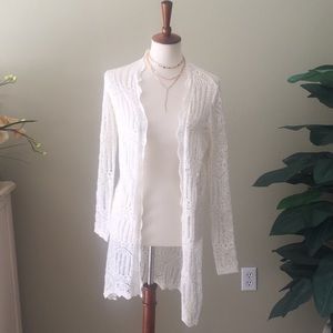 American Rag ivory crochet duster long cardigan xs